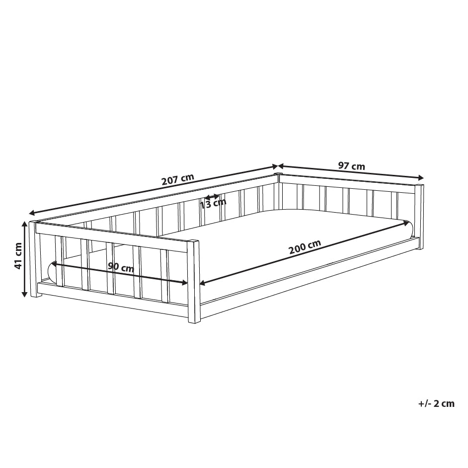 Letto a terra per bambini in legno di pino bianco 90 x 200 cm con rete a doghe per bambini piccoli