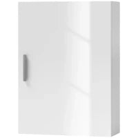 Armadietto Bagno da Parete in Legno con 3 Ripiani Regolabili in Vetro su 3 Livelli, 40x15x55 cm, Bianco