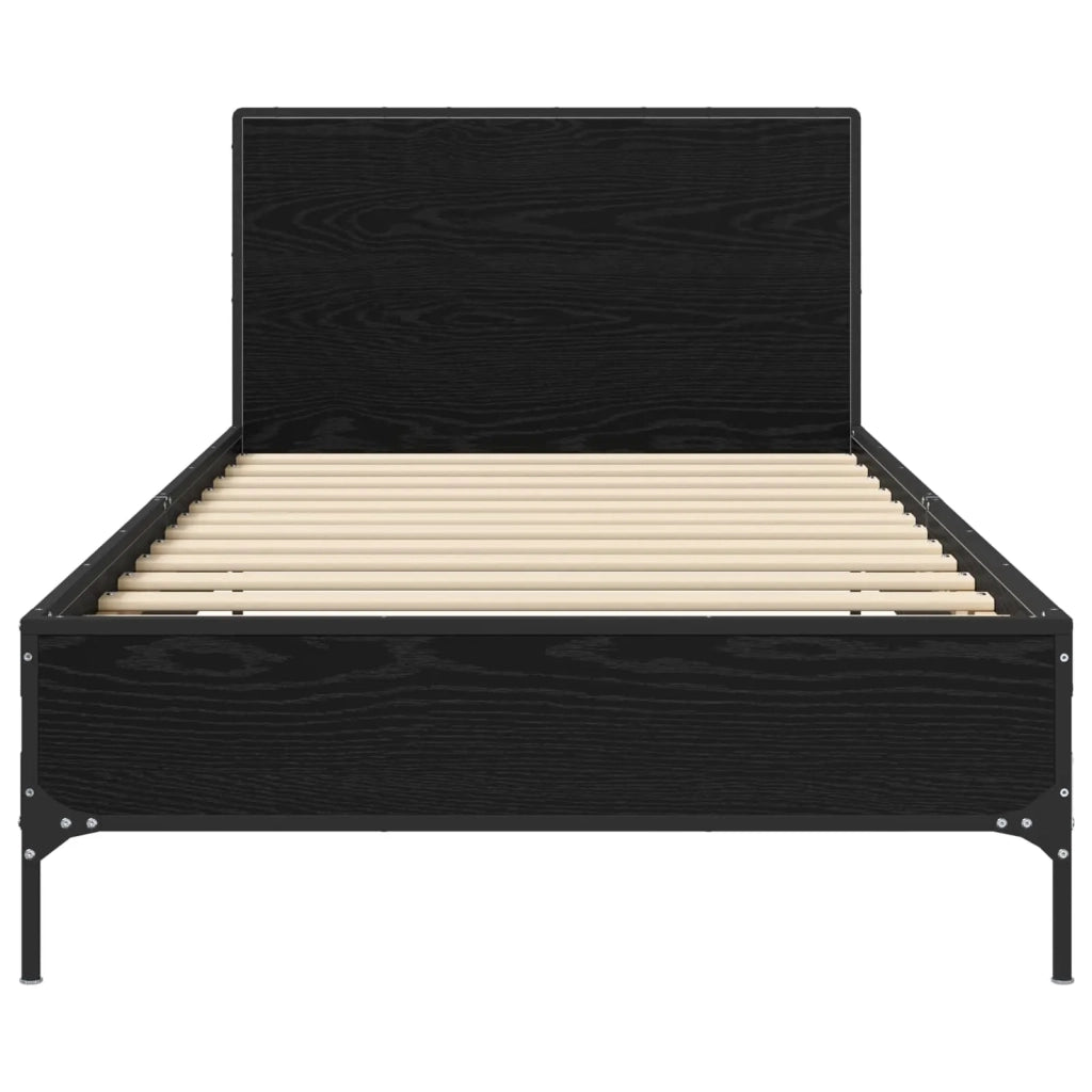 Struttura letto con testata-Giroletto Rovere Nero 80 x 200 cm 395372