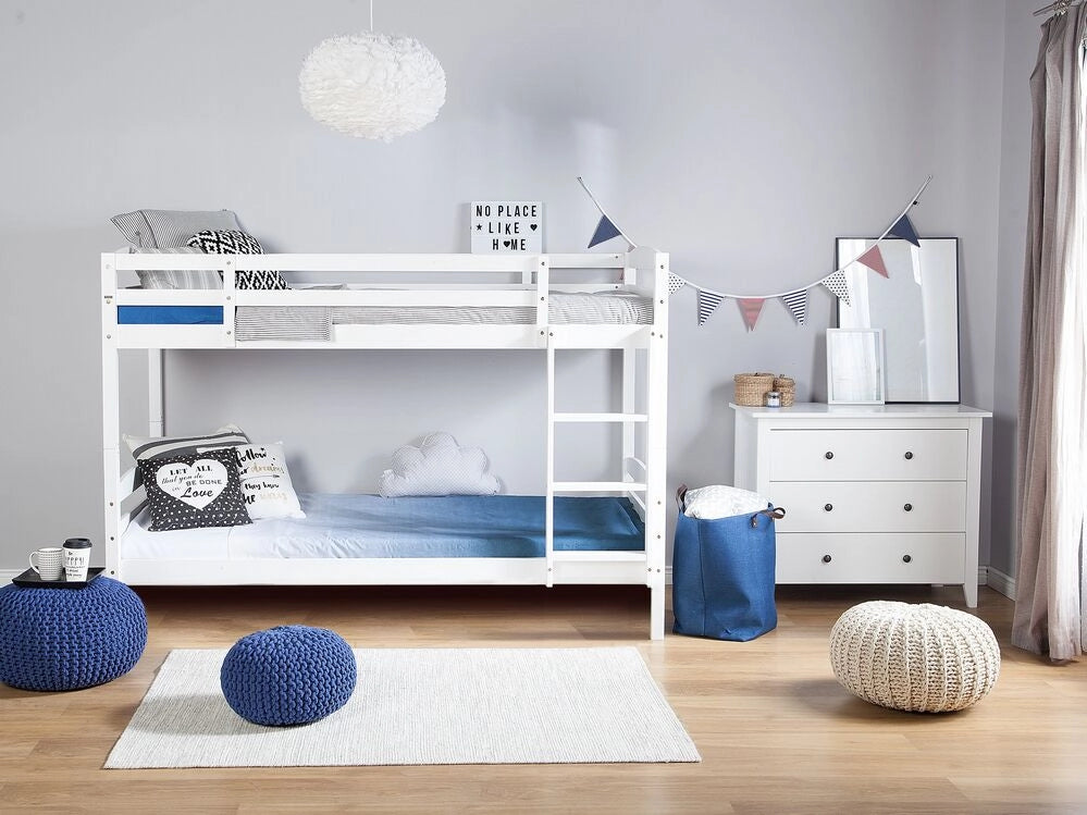 Letto a castello letto doppio in legno di pino bianco singola misura 90 x 200 per bambini in cameretta