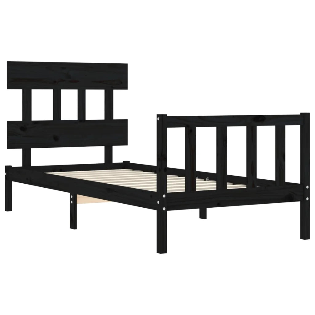 Giroletto con Testiera Nero Small Single in Legno Massello 3193300