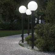 Lampioni a paletto con sensore e presa 3 pz 120 cm neri IP44 4006126
