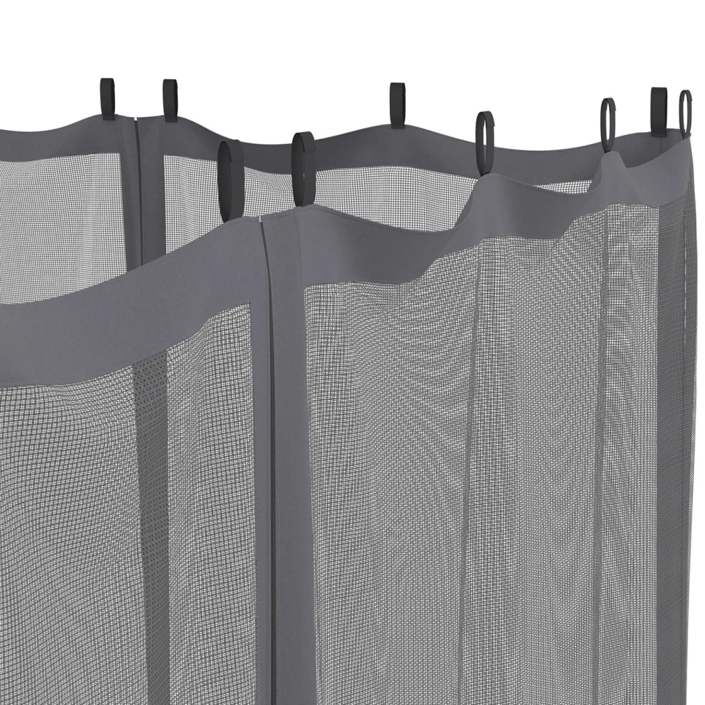 IDMarket - Set di 4 zanzariere per pergola bioclimatica 3x4 grigio con cerniera + ganci