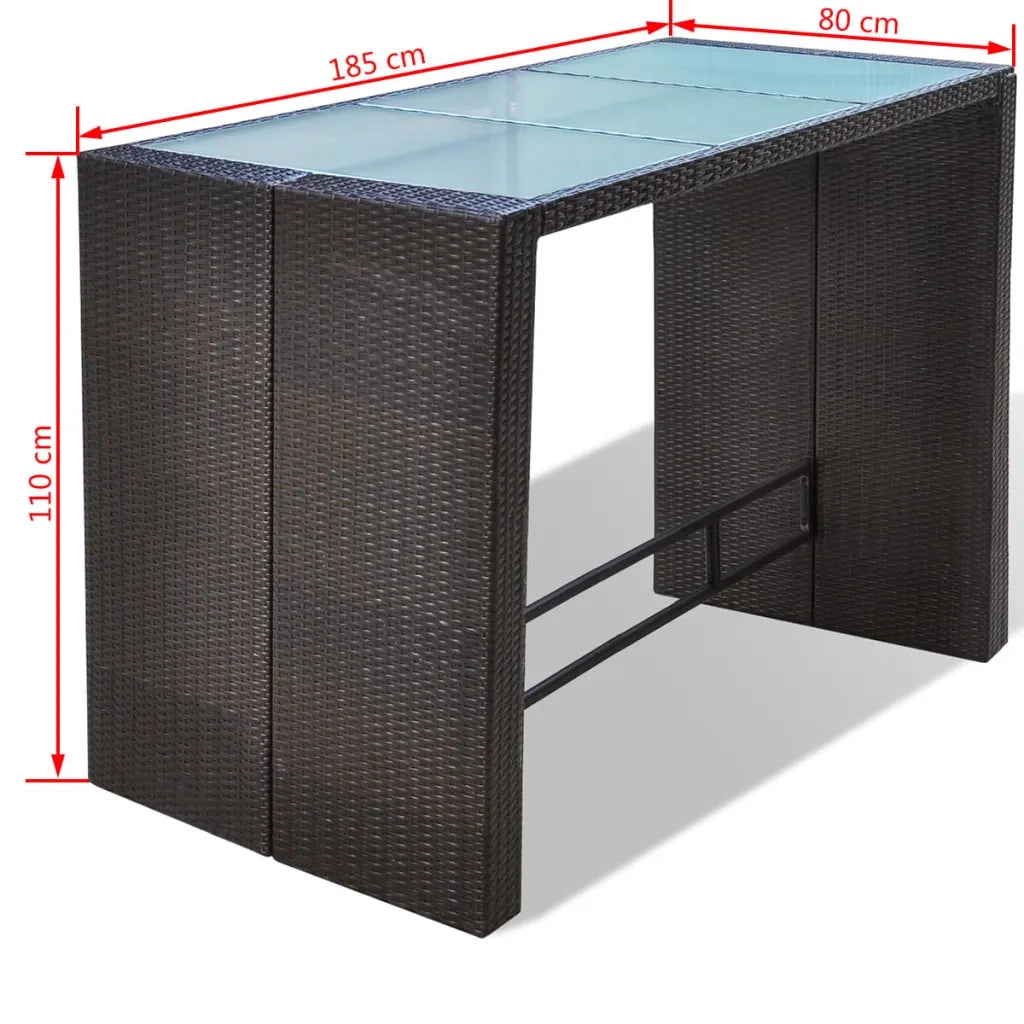 Set da Bar da Giardino 7 pz con Cuscini in Polyrattan Marrone cod mxl 35257