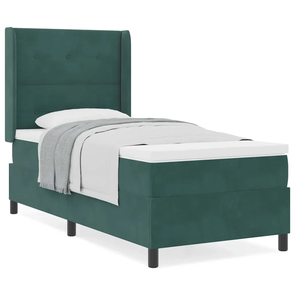 vidaXL Letto a molle con testiera Verde scuro 100 x 200 cm Velluto