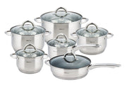 Set di pentole in acciaio inossidabile Kinghoff KH-4450 con coperchi in vetro