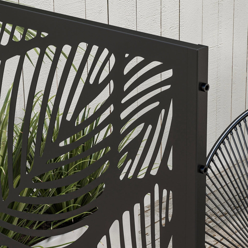 Paravento da Esterno Decorativo in Acciaio Traforato ¨C zephmum ¨C 122x198cm, Nero