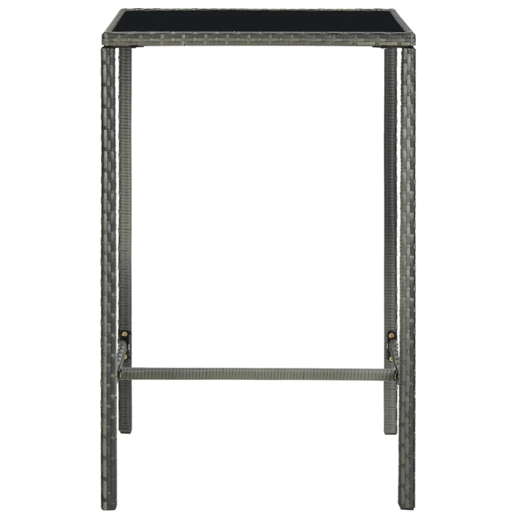 Set da bar da giardino 5 pezzi e cuscini in resina intrecciata grigia 02_0013399
