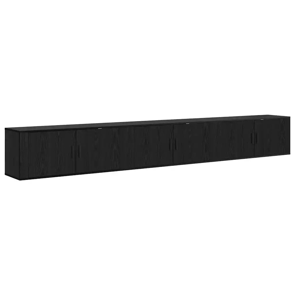 Set Mobile TV da Parete 3 pz Rovere Nero Legno ingegnerizzato 3415602