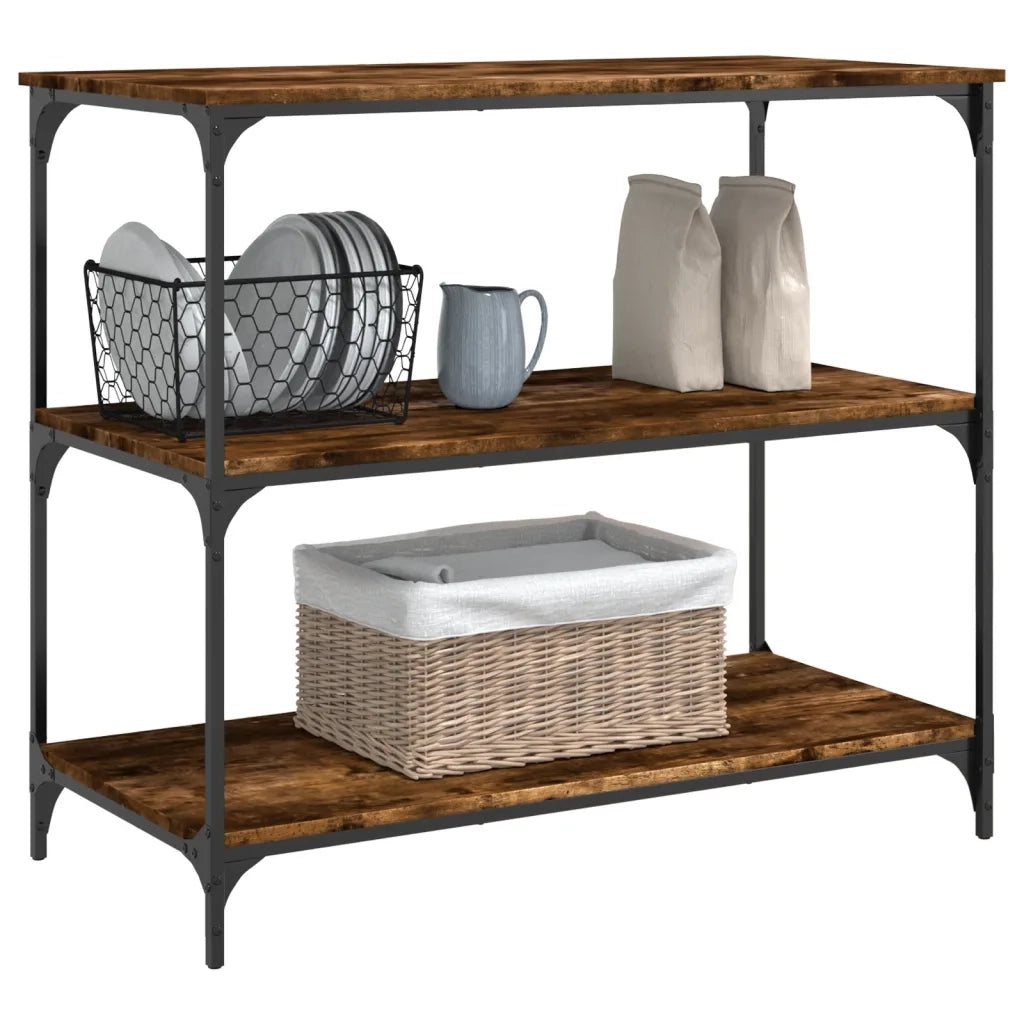Carrello da Cucina-Scaffale per Cucina Rovere Fumo 102x50x95 cm Legno Multistrato