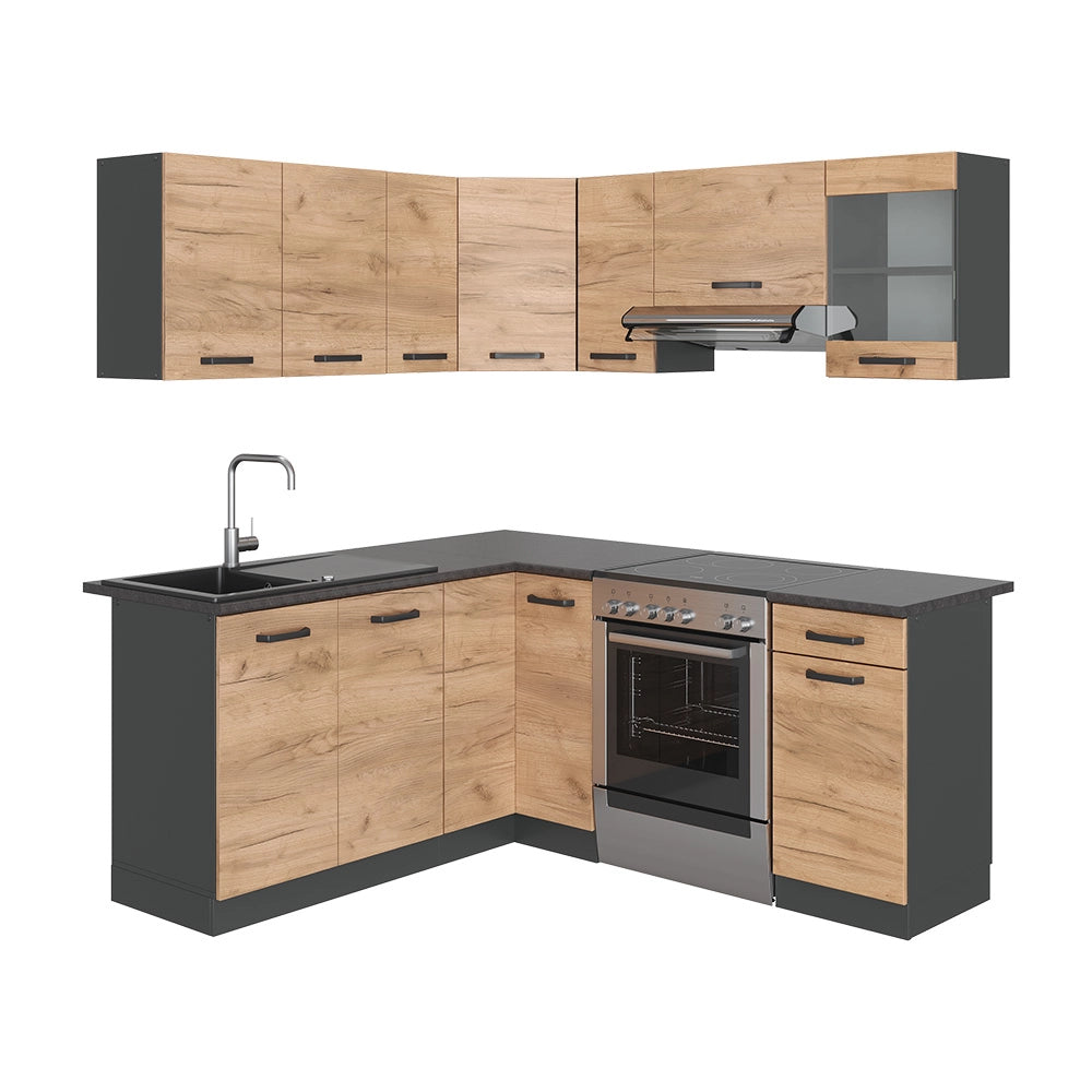 Cucina ad angolo Rick Rovere dorato/Antracite 187 x 167 cm, AP Antracite Vicco