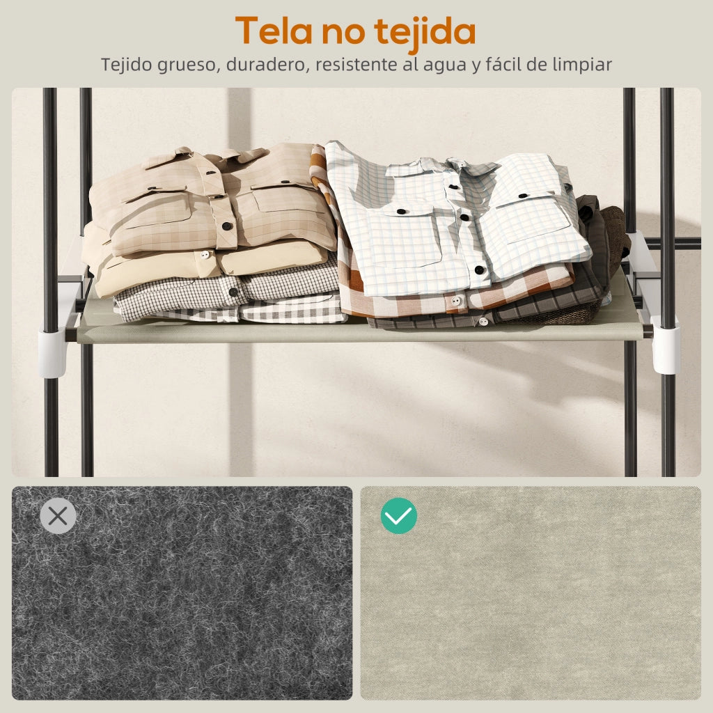 Armadio Aperto con Ripiani e Appendiabiti ¨C Zephmum ¨C Crema 142x43x185 cm