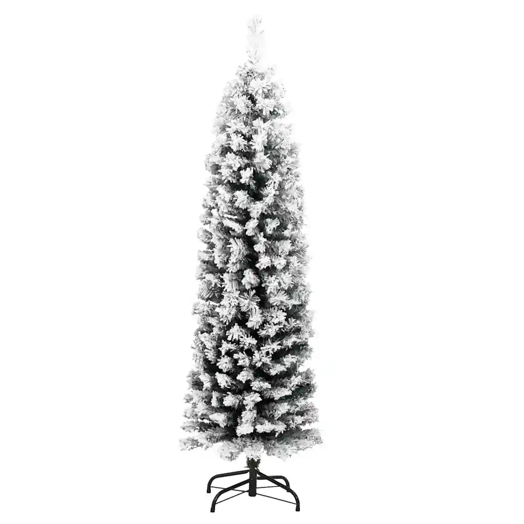 Albero di Natale Artificiale Sottile con Neve Verde 150 cm PVC cod mxl 17072