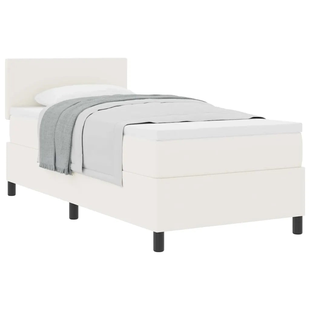 Letto a molle Crema e Bianco 100 x 200 cm Tessuto in Cords 3337501