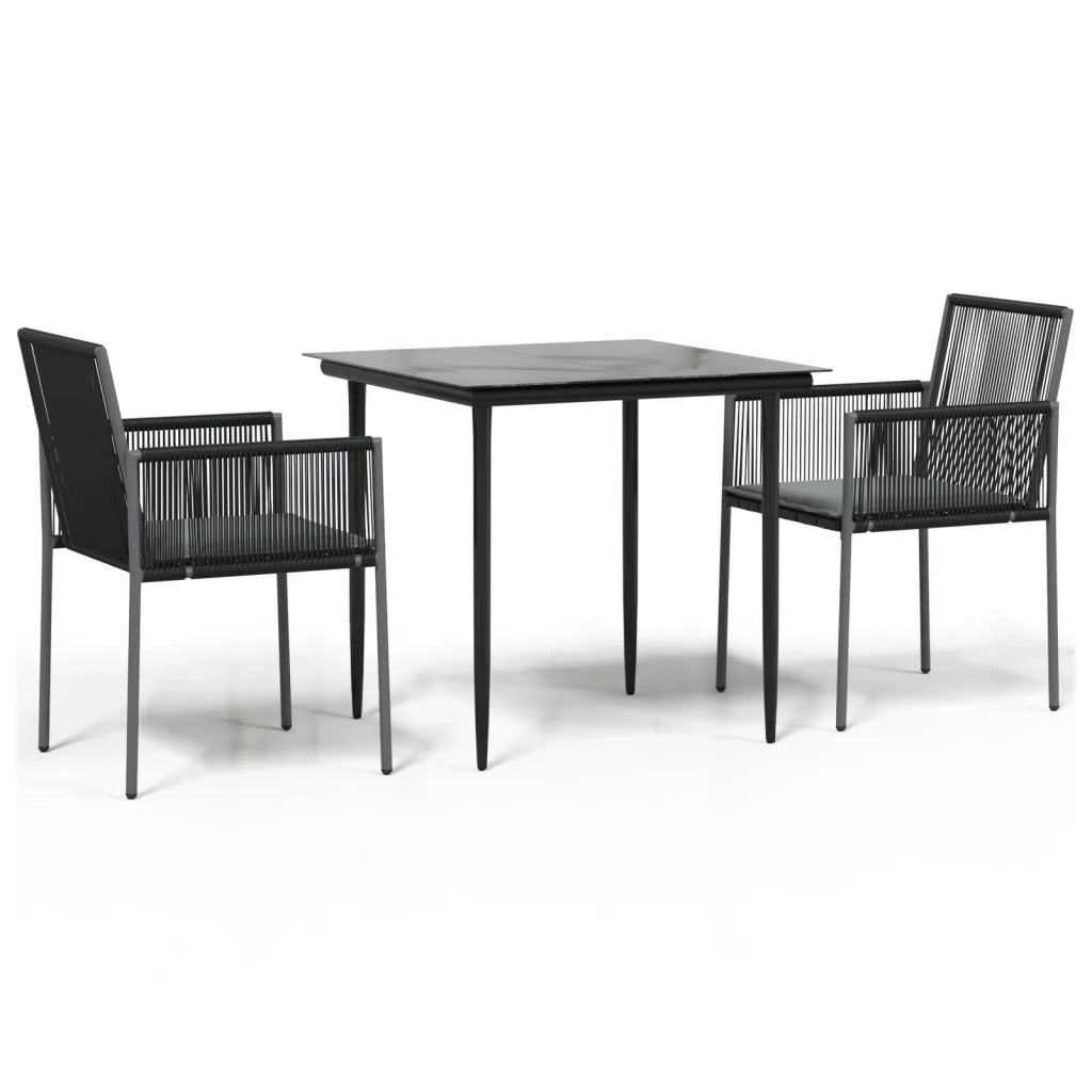 Set Pranzo Giardino 3 pz con Cuscini Polyrattan e Acciaio Nerocod mxl 76636