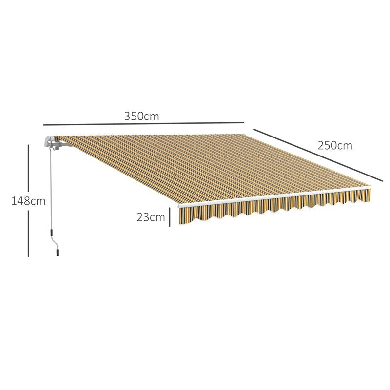 TENDA DA SOLE PER ESTERNO AVVOLGIBILE A BRACCI CON APERTURA A MANOVELLA, 350X250 CM, GIALLO