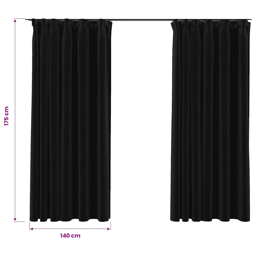 Tende Oscuranti con Ganci Effetto Lino 2 pz Antracite 140x175cm 321164