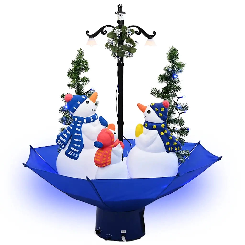 Albero di Natale con Nevicata e Base ad Ombrello-Decorazioni natalizie Blu 75 cm PVC