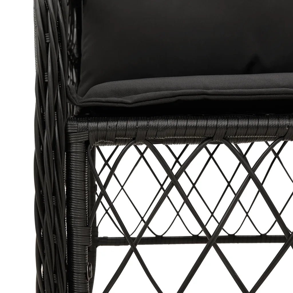 Set da Bistrò 3 pz con Cuscini Nero in Polyrattan 3212042