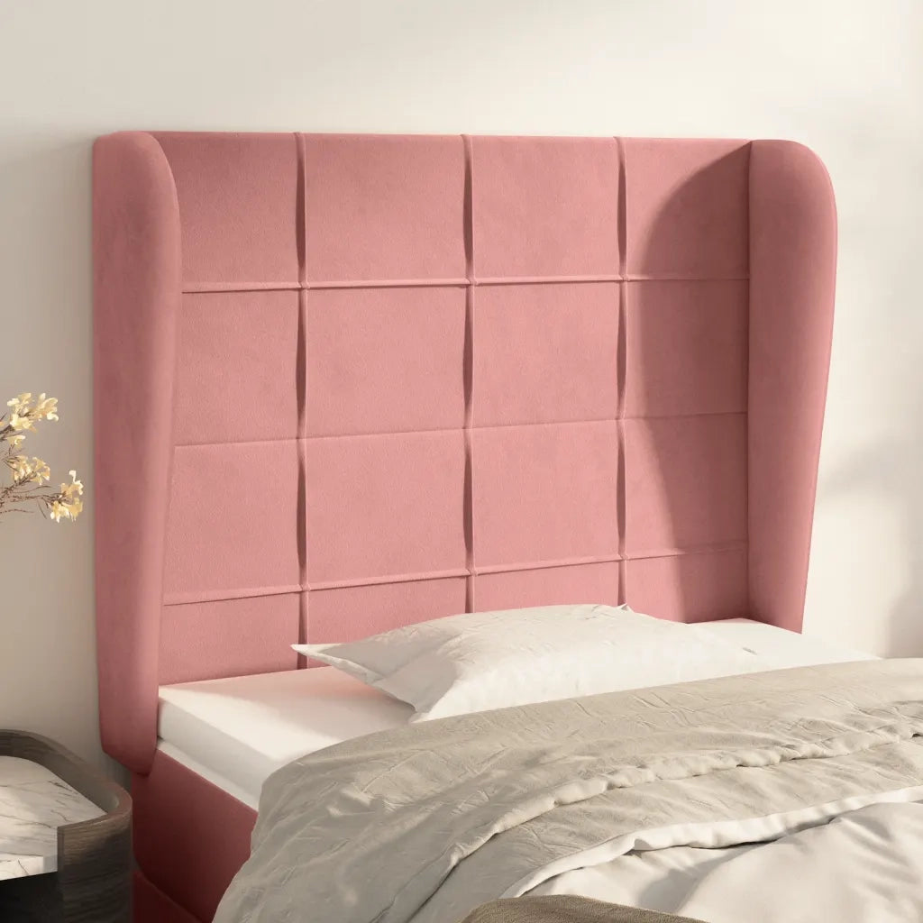 Testiera | Testata ad Orecchio Rosa 93x23x118/128 cm in Velluto