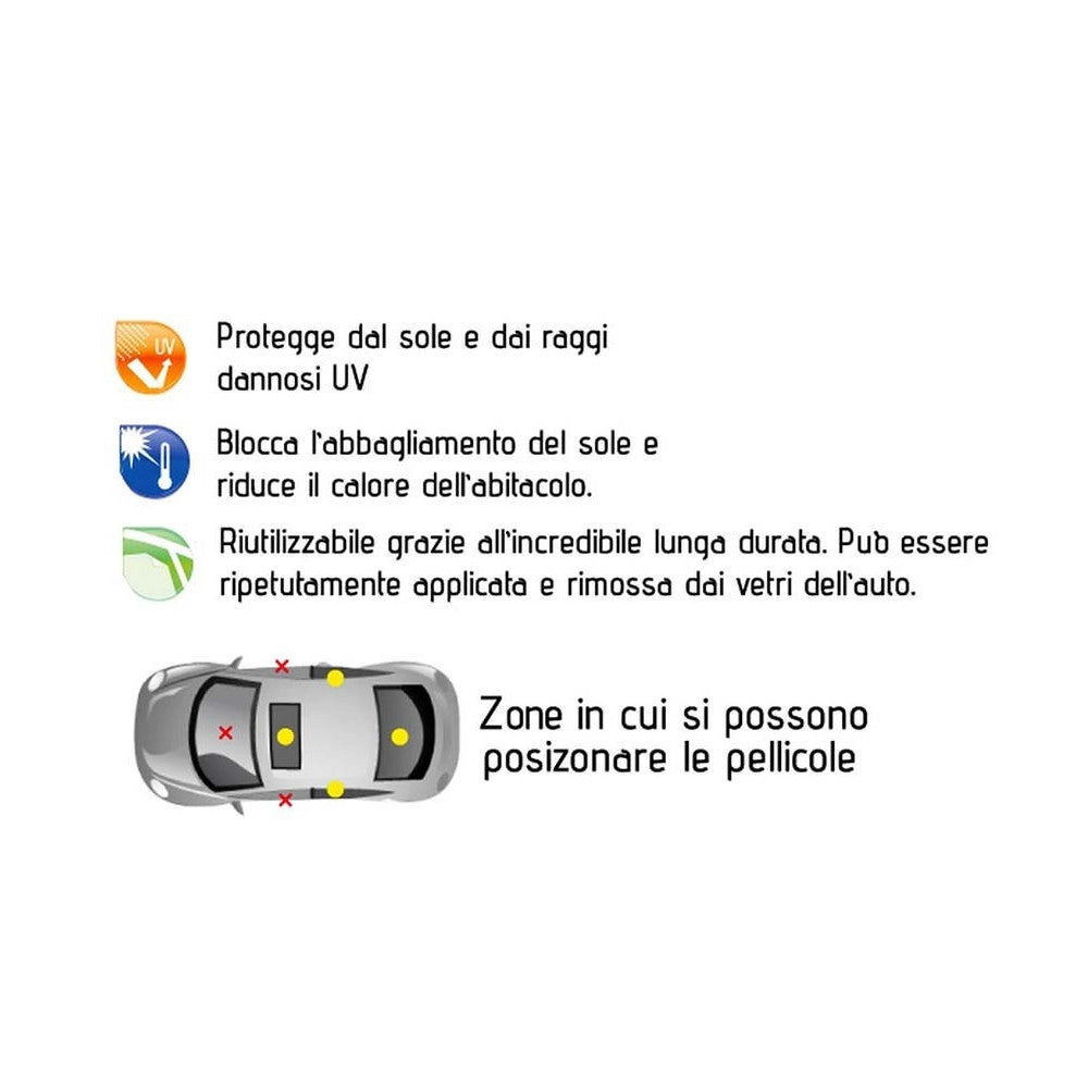 Trade Shop - Pellicola Oscurante Parasole Per Vetri Finestrini Auto Automobile  75 X 300 Cm -