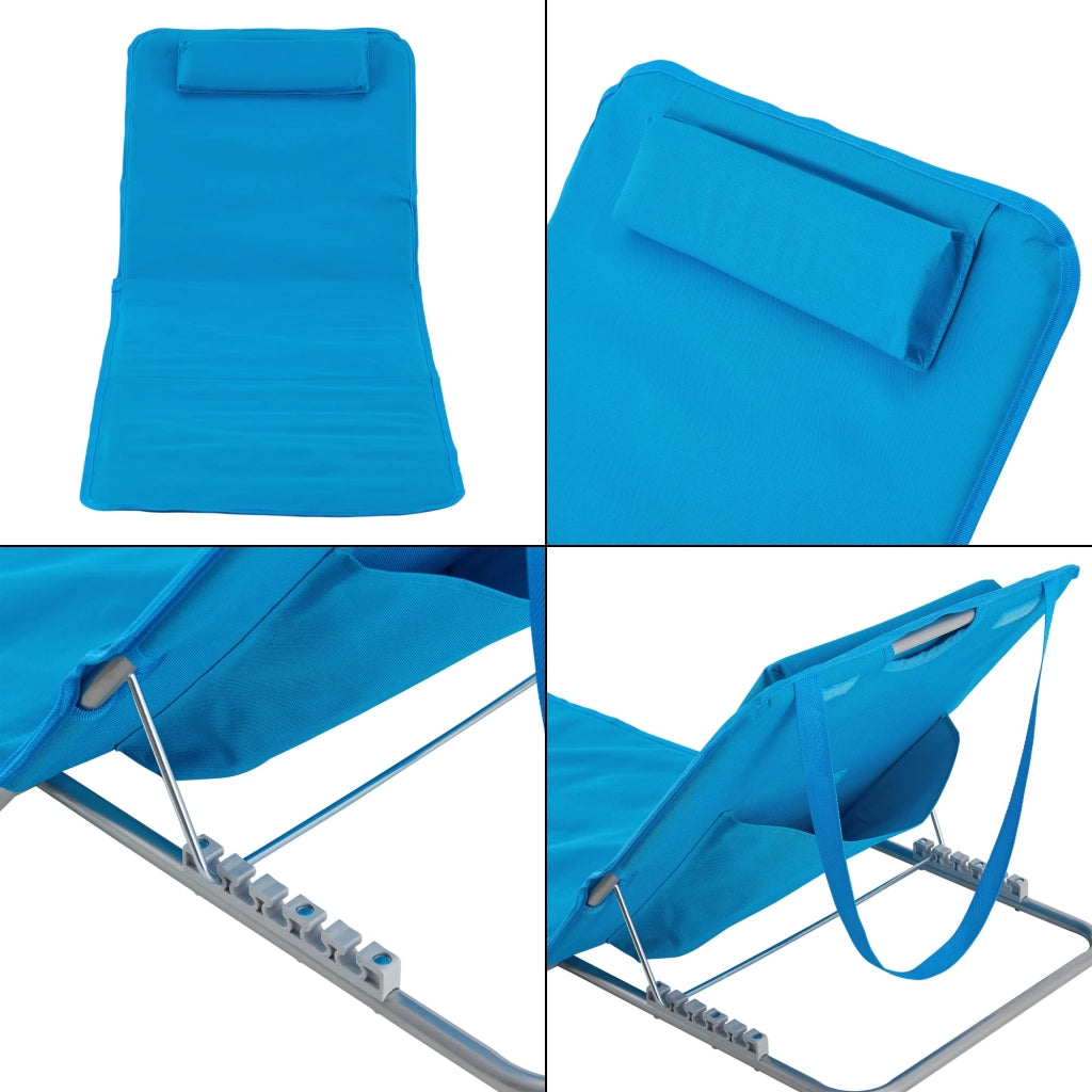 Set di 2 materassini da spiaggia con schienale reclinabile 160 x 49 cm blu 03_0009728