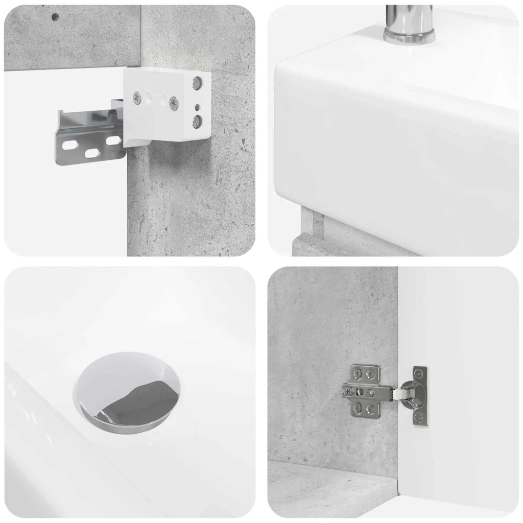 Mobile bagno con rubinetto Grigio Cemento 45,5 x 22,5 x 84 cm