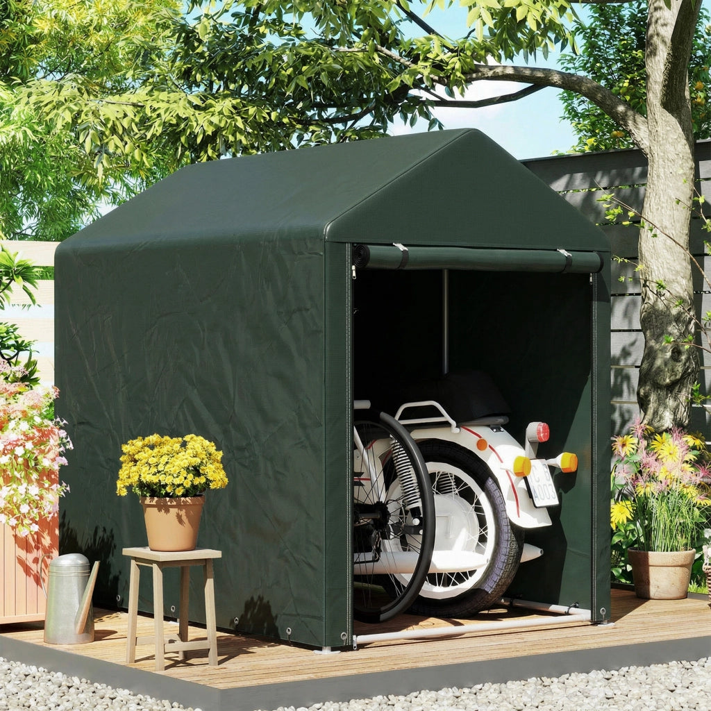 Tenda Garage per Biciclette ¨C Xylo ¨C 180x120x165 cm Verde Impermeabile Anti-UV