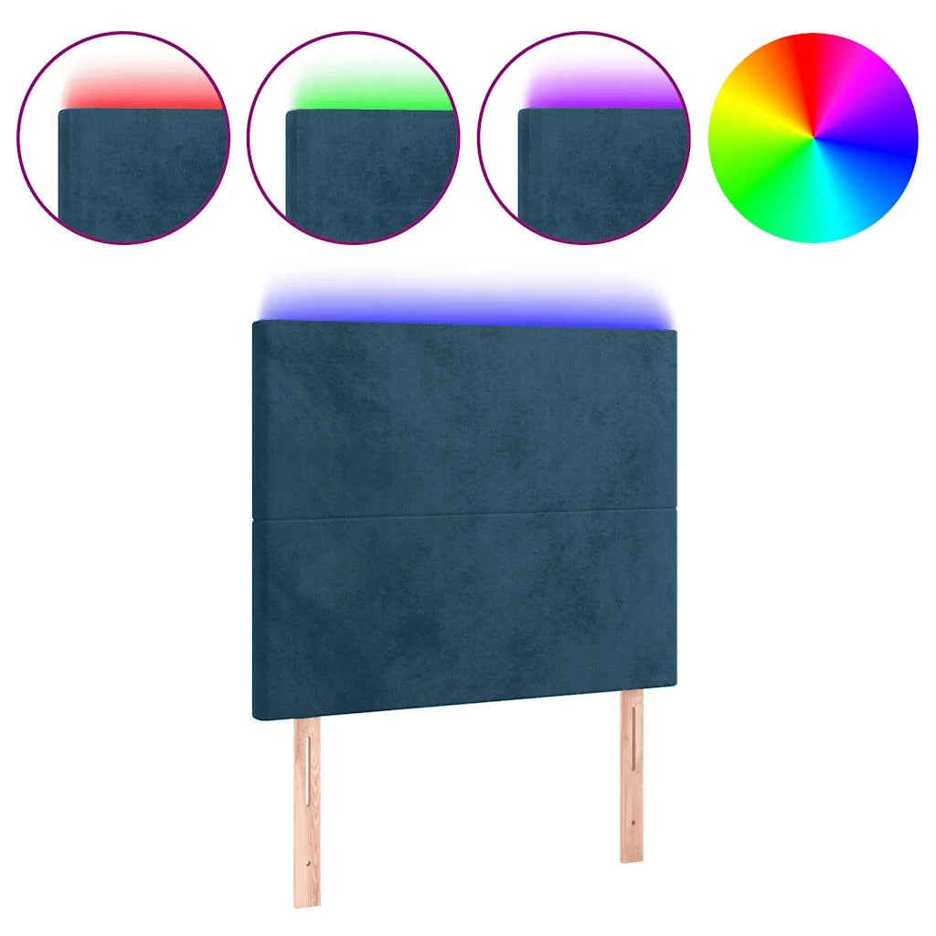 Testiera a LED Blu scuro 80x5x118/128 cm in Vellutocod mxl 73800