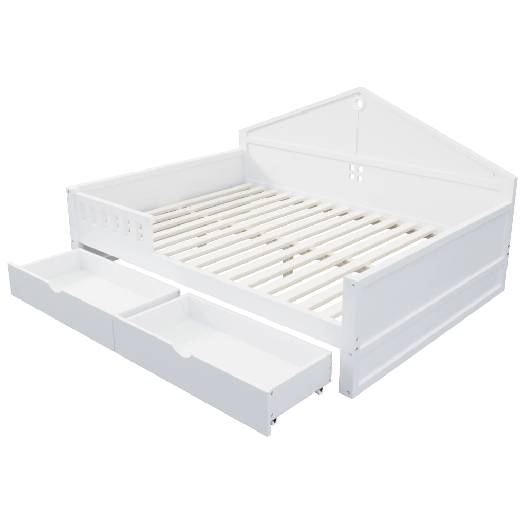 Letto multifunzione 140x200 cm con cassetti e LED; bianco