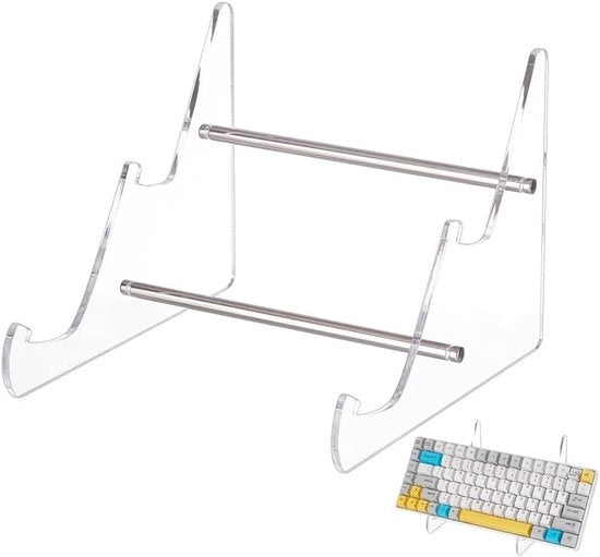 Display Stand per Tastiera Acrilica per Scrivania con Alloggio Porta Cavi