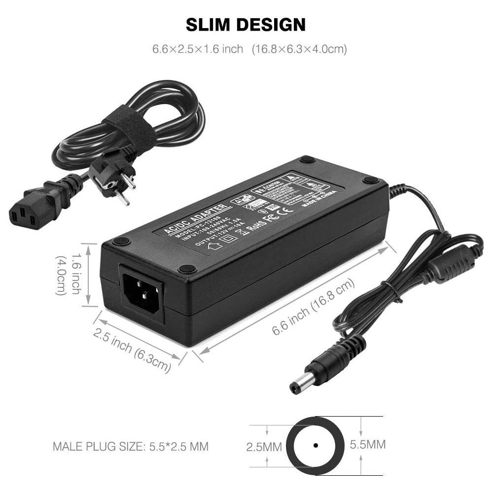 Trade Shop - Alimentatore Trasformatore Stabilizzato Da 12v 5a Per Led Telecamere Spina Shuko -