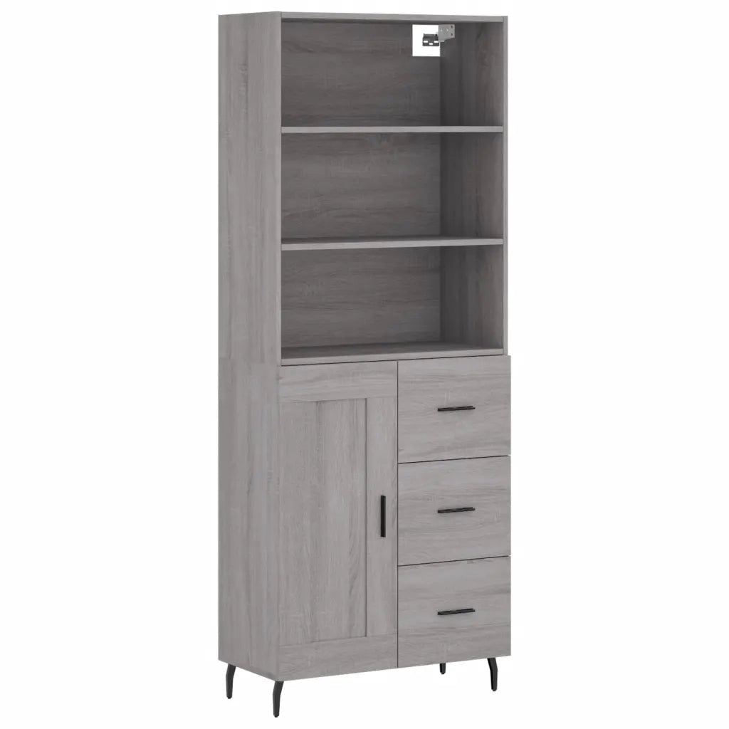 Credenza Grigio Sonoma 69,5x34x180 cm in Legno Multistrato 3190043
