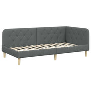 Letto singolo | Letto per adulti | Cornice del letto ad angolo Grigio scuro 100 x 200 cm Tessuto