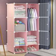 Trade Shop - Armadio Modulare Mobiletto Appendiabiti Portaoggetti A Scomparti Portatile Con Scarpiera -
