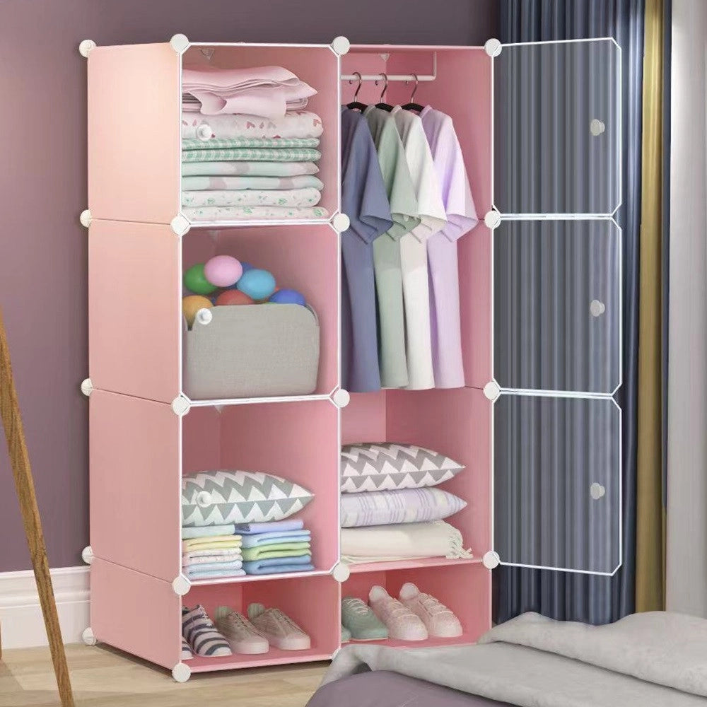 Trade Shop - Armadio Modulare Mobiletto Appendiabiti Portaoggetti A Scomparti Portatile Con Scarpiera -
