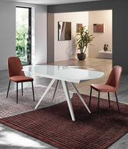 Tavolo Allungabile Kyoto 120 con Top in Vetro Extrawhite e Struttura in Metallo Bianco Opaco - Stones