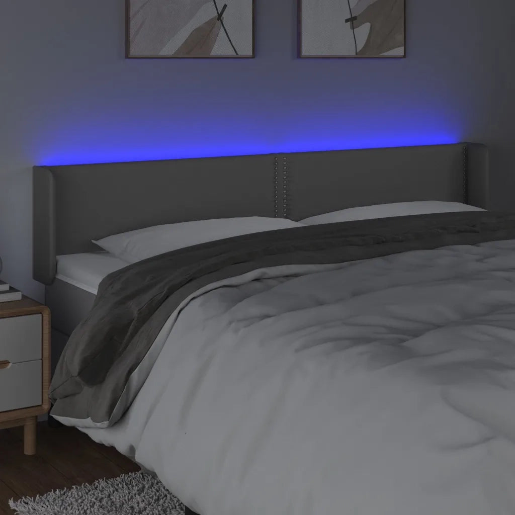 Testiera a LED Grigio 203x16x78/88 cm in Similpelle 3123208