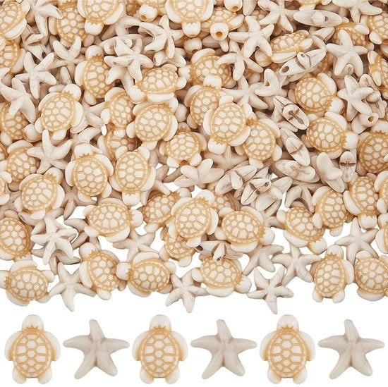 400 pezzi di perle di tartaruga e stella di mare - perle acriliche marine per la creazione di gioielli