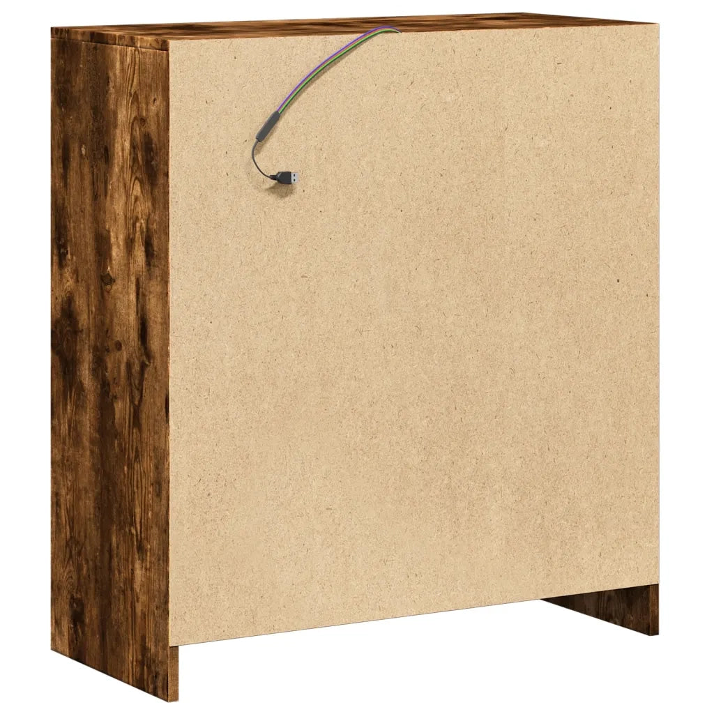 Credenza con LED-Buffet-Armadio da cucina Rovere Fumo 77x34x85 cm in Legno Multistrato