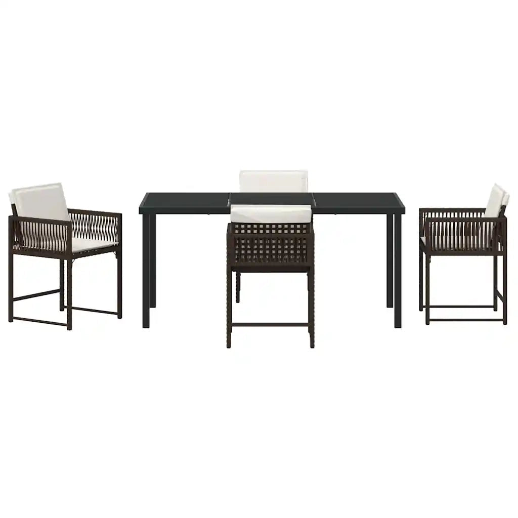 Set da Pranzo per Giardino 5 pcs Marrone polyrattan
