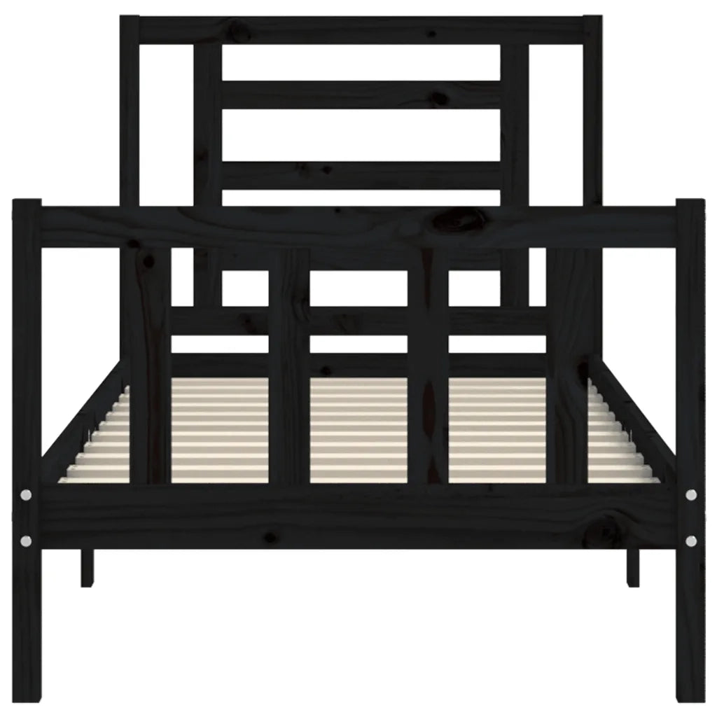 Giroletto con Testiera Nero Small Single in Legno Massello 3192845