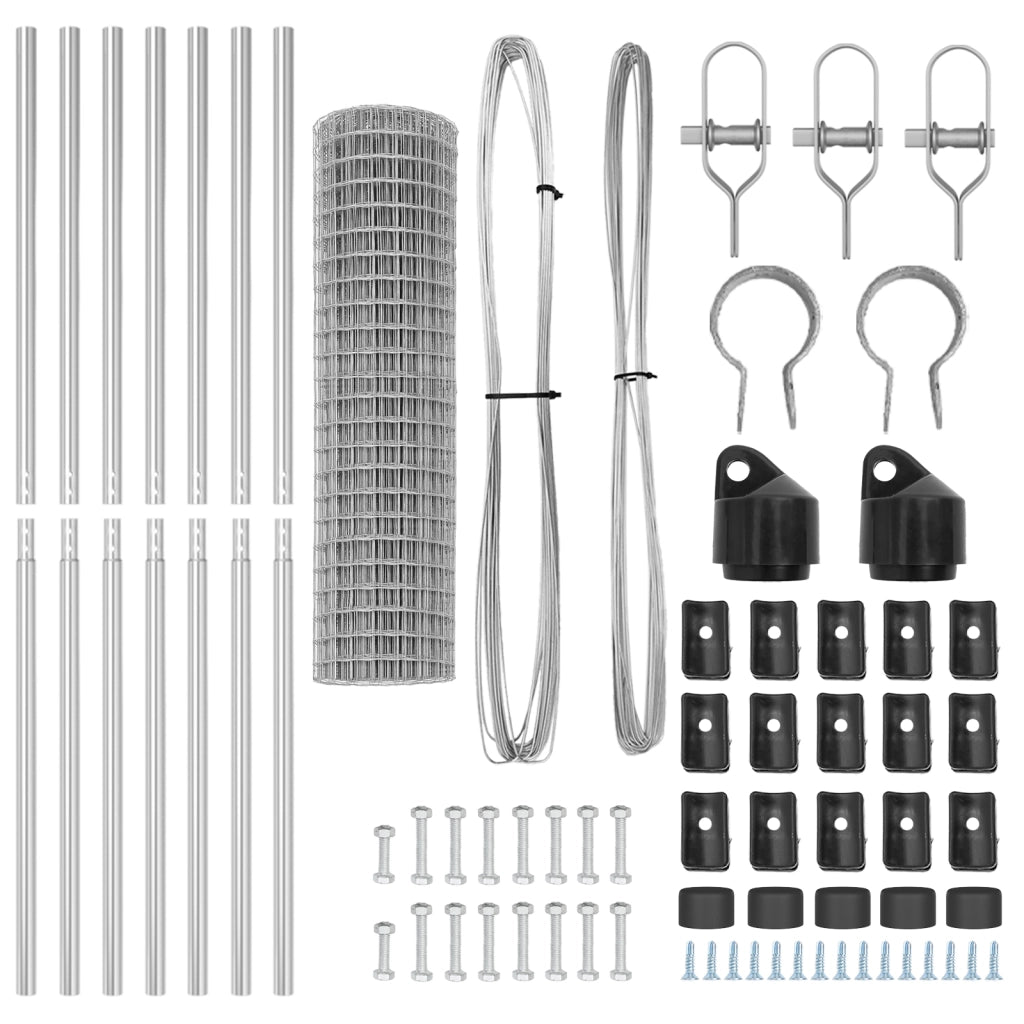 Recinzione Euro con 7 Post 1.2x10 m Acciaio Zincato