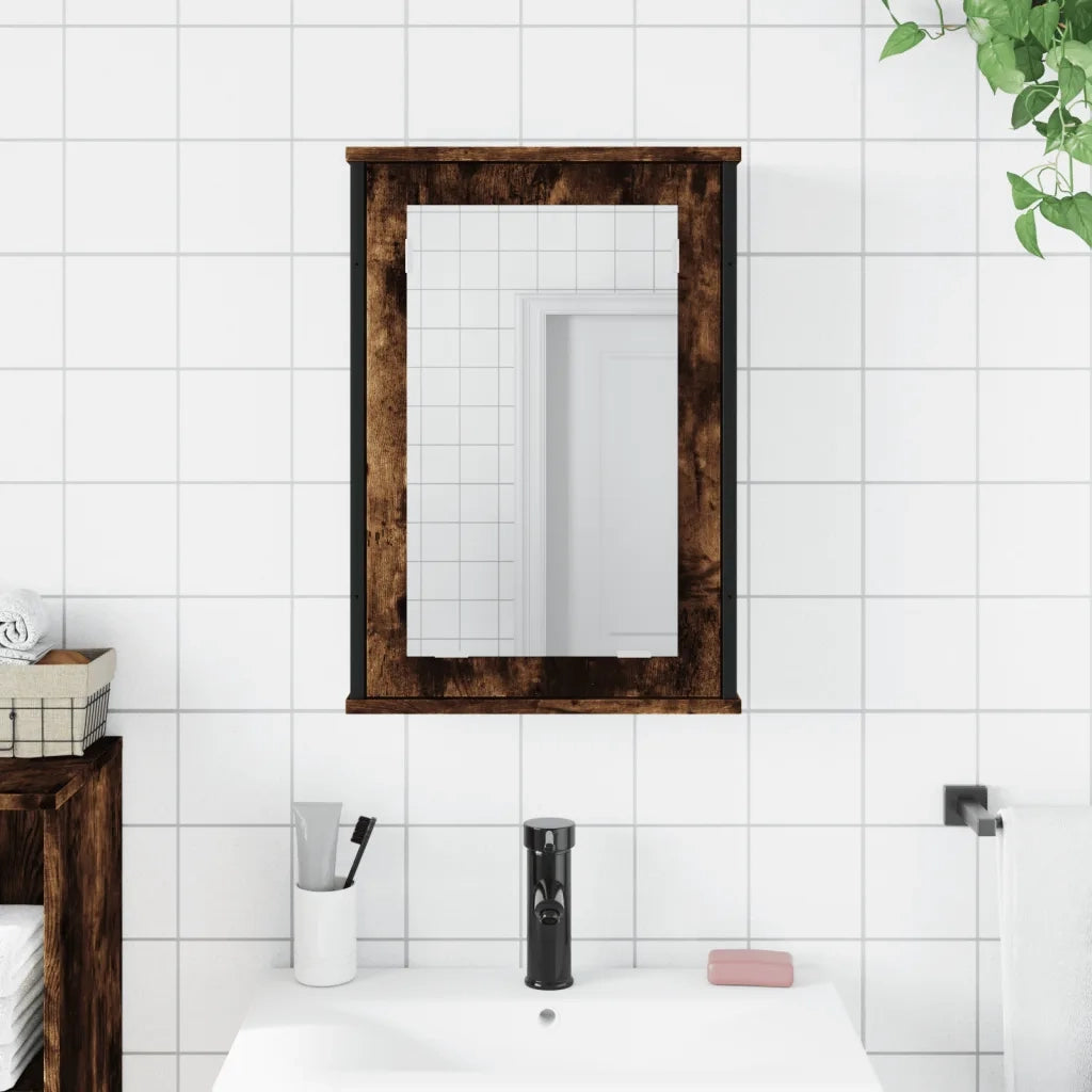 Mobile Bagno | Armadio da bagno Specchio Rovere Fumo 42x12x60 cm Legno Multistrato