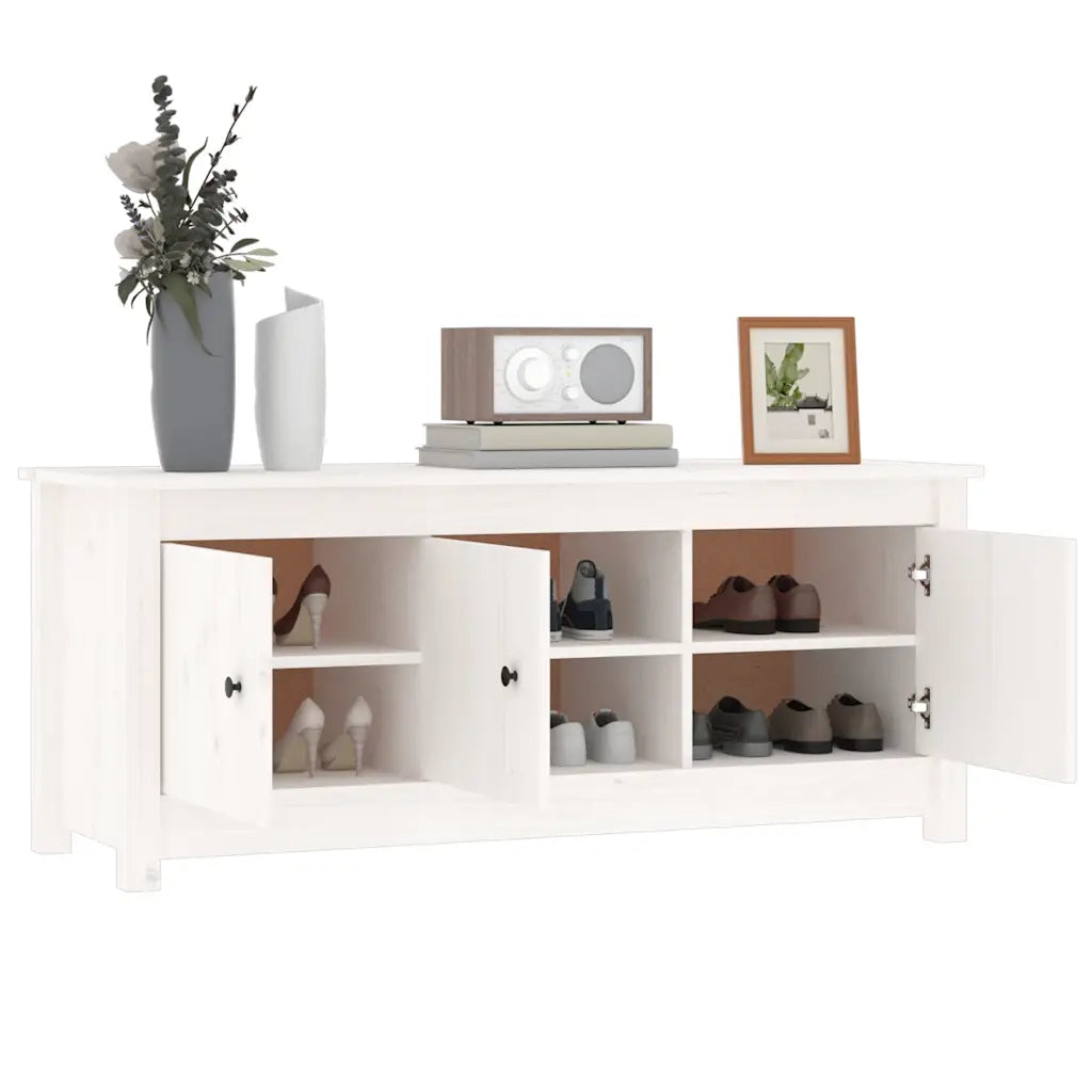Scarpiera | Mobile per scarpe Bianca 110x38x45,5 cm in Legno Massello di Pino
