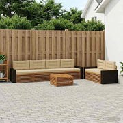 Set di divani da esterno 7 pz Naturale e Beige Poliestere 3383066