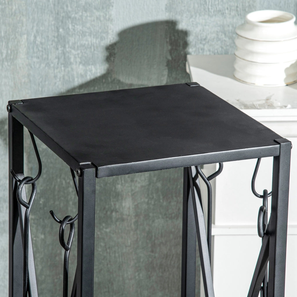 Porta Legna da Esterno ¨C Zephmum ¨C 34x34x111 cm Nero Metallo