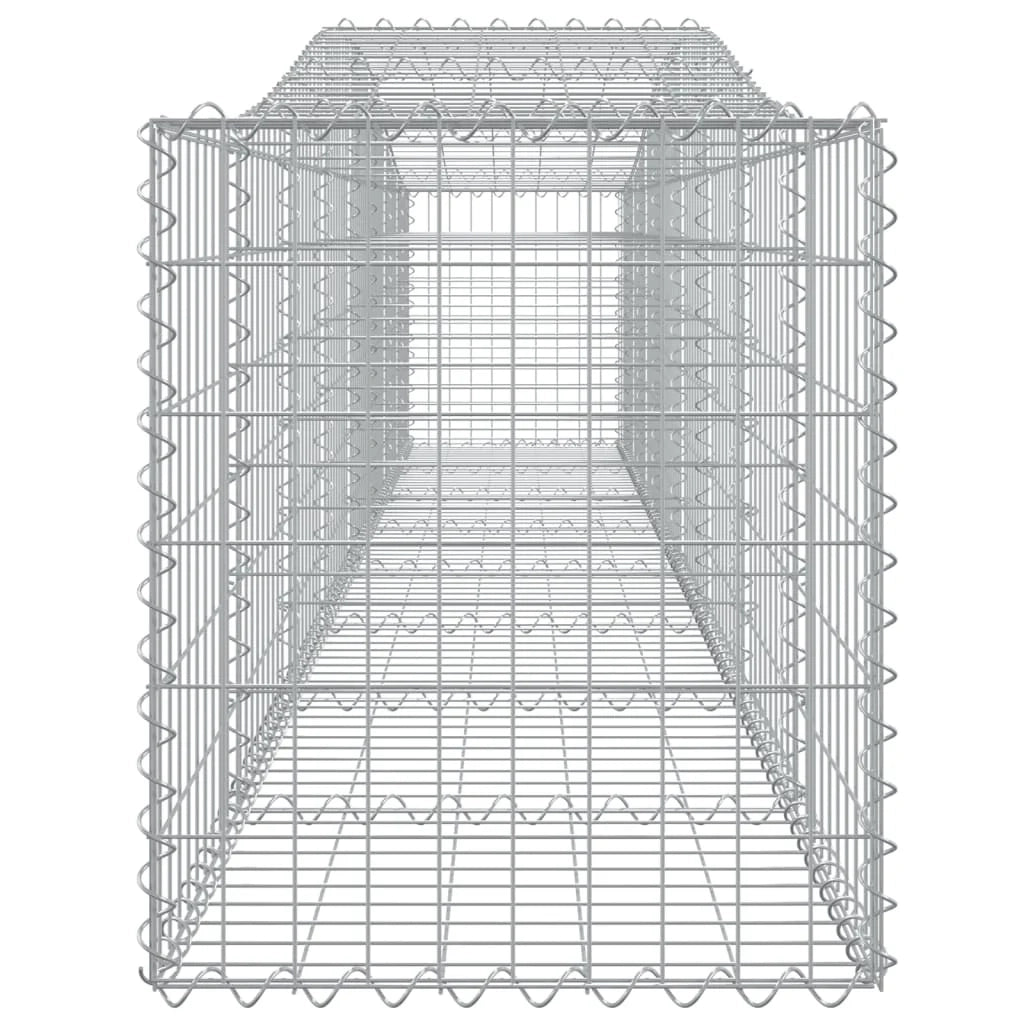 Cestini gabbioni recinzione a gabbia muro di contenimento ad arco 5 pezzi 400 x 50 x 60/80 cm ferro zincato argento 02_0040953