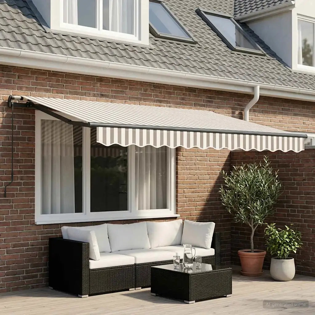 Tenda retrattile Grigio chiaro e bianco 300 x 250 cm 3425844