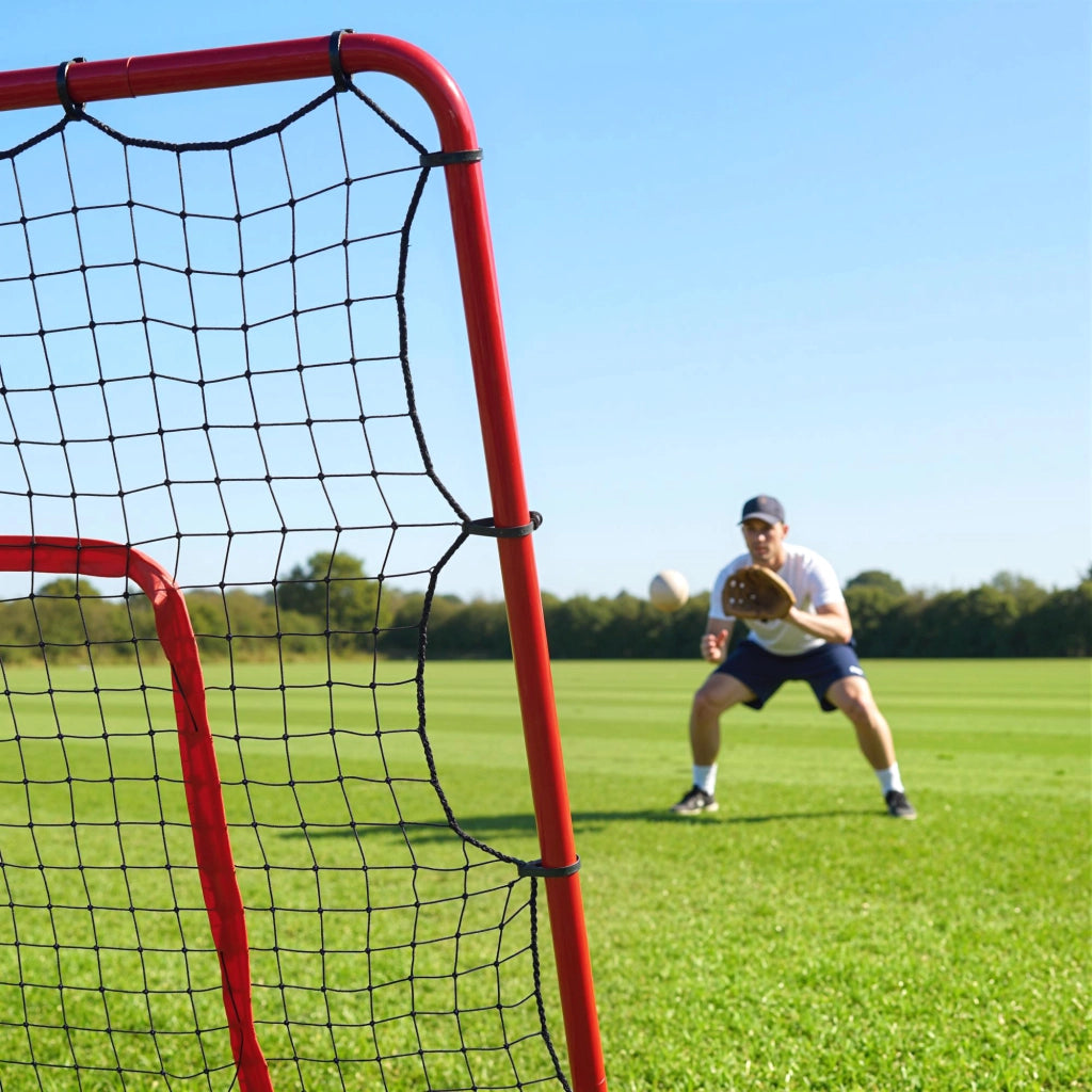 Rete da Rimbalzo Portatile per Calcio 112x100x180 cm con 4 Angolazioni Regolabili